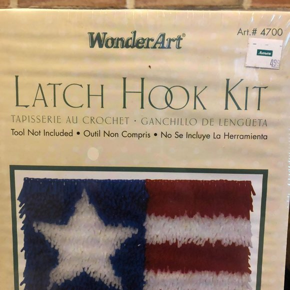 NIB Wonder Art Latch Hook Kit Patriot Flag 12x12 Caron - Picture 3 of 5